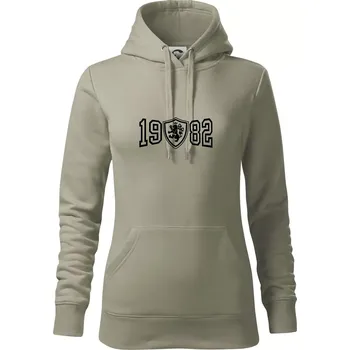 Dámská mikina Narozeninový motiv - znak - 1982 - Mikina dámská Cape s kapucí - 2XL ( Light khaki )