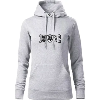 Dámská mikina Narozeninový motiv - znak - 1972 - Mikina dámská Cape s kapucí - 2XL ( Světlešedý Melír )