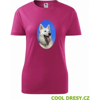 Dámské tričko Dámské tričko se psem 3 - Barva: purpurová, Velikost XXL