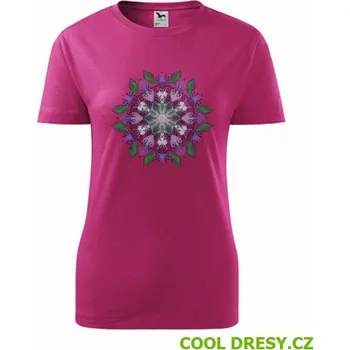 Dámské tričko Dámské tričko s mandalou 17 - Barva: purpurová, Velikost M
