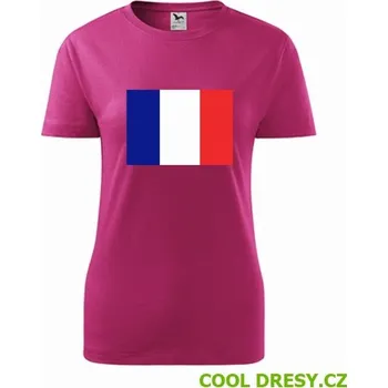 Dámské tričko Dámské tričko s francouzskou vlajkou - Barva: purpurová, Velikost S