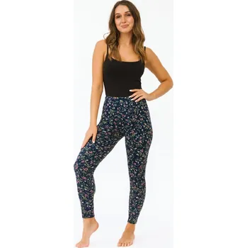 Dámské legíny NOVINKA- Dámské dlouhé legíny se zelenými kvítky-Sale