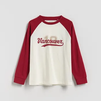 Reserved - Bavlněné tričko s potiskem a dlouhými rukávy - krémová - 033FI-01X - 033FI-01X-U15