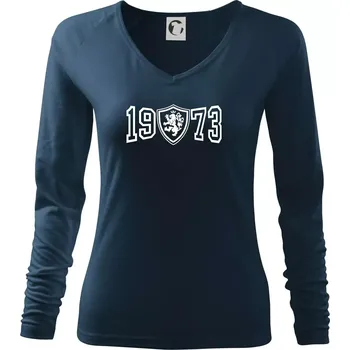 Dámské tričko Narozeninový motiv - znak - 1973 - Triko dámské Elegance - L ( Námořní modrá (velmi tmavá - téměř černá) )