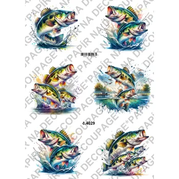 Umělecký papír Rýžový a soft papír na decoupage - Ryby - KB04029 Materiál: Soft, Rozměr: A4