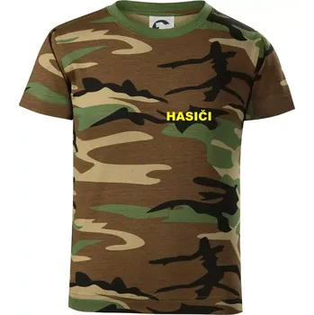 Chlapecké tričko Hasiči název samostatný - Dětské maskáčové triko - 122 cm/6 let ( Hnědý maskáč )