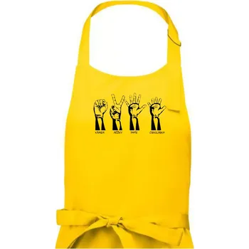 Kuchyňská zástěra Kámen nůžky papír cirkulárka - Dámská zástěra na vaření - Univerzální velikost ( Žlutá )