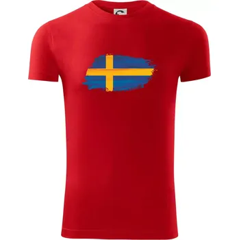 Pánské tričko Švédská vlajka kreslená - Viper FIT - Pánské zůžené tričko - L ( Červená )