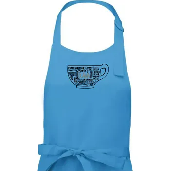 Kuchyňská zástěra Káva - hrníček názvy - Dámská zástěra na vaření - Univerzální velikost ( Světlý tyrkys )
