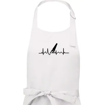 Kuchyňská zástěra Ekg ruční pila - Pánská zástěra na vaření - Univerzální velikost ( Bílá )