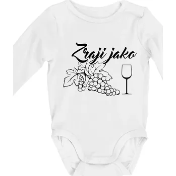 Zraji jako víno - Body kojenecké s dlouhým rukávem - Dlouhý r. 6-12 měs ( Bílá )