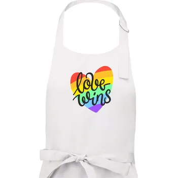 Kuchyňská zástěra Love wins srdce - Dámská zástěra na vaření - Univerzální velikost ( Bílá )
