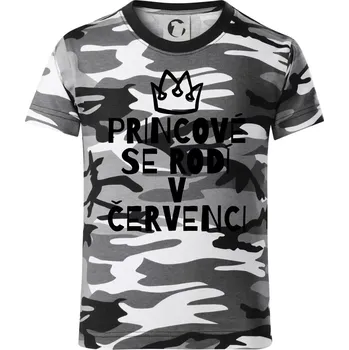 Chlapecké tričko Princové se rodí v červenci - Dětské maskáčové triko - 122 cm/6 let ( Šedý maskáč )