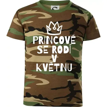 Princové se rodí v květnu - Dětské maskáčové triko - 146 cm/10 let ( Hnědý maskáč )