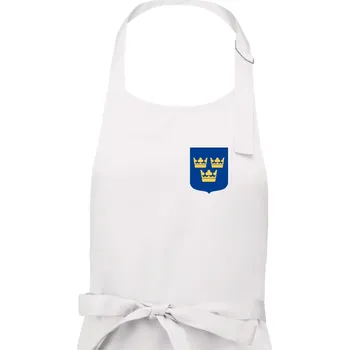 Kuchyňská zástěra Švédský znak tři korunky na prso - Pánská zástěra na vaření - Univerzální velikost ( Bílá )