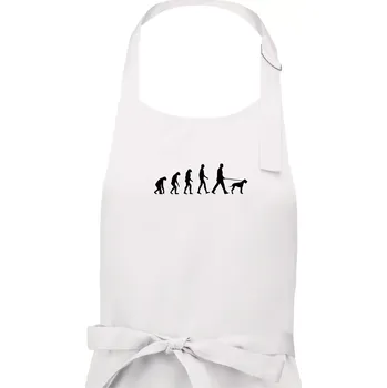 Kuchyňská zástěra Evoluce pes ohař - Dámská zástěra na vaření - Univerzální velikost ( Bílá )