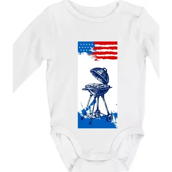 USA BBQ draw grill - Body kojenecké s dlouhým rukávem - Dlouhý r. do 3 měs ( Bílá )