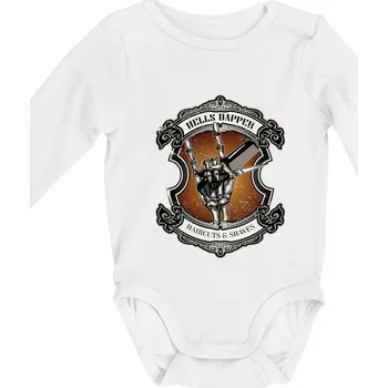 Kojenecký body Hells dapper barbershop - Body kojenecké s dlouhým rukávem - Dlouhý r. do 3 měs ( Bílá )