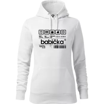 Dámská mikina Čárový kód babička - Mikina dámská Cape s kapucí - 2XL ( Bílá )