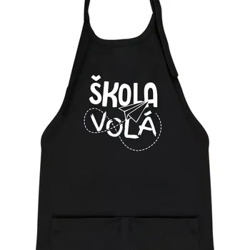 Kuchyňská zástěra Škola volá - Dětská zástěra na vaření - Univerzální velikost ( Černá )
