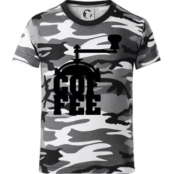 Chlapecké oblečení Coffee mlýnek - Dětské maskáčové triko - 146 cm/10 let ( Šedý maskáč )