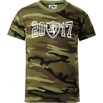 Narozeninový motiv - znak - 2017 - Dětské maskáčové triko - 146 cm/10 let ( Zelený maskáč )