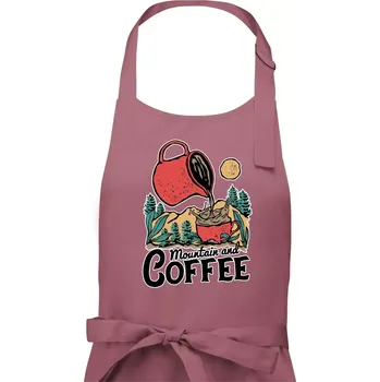 Kuchyňská zástěra Mountain and Coffee - Pánská zástěra na vaření - Univerzální velikost ( Starorůžová )