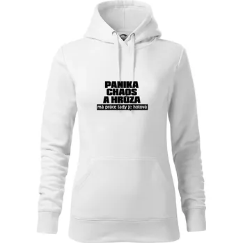 Dámská mikina Panika, chaos a hrůza - Mikina dámská Cape s kapucí - 2XL ( Bílá )