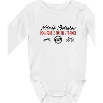 Kojenecké oblečení Mladá Boleslav město s tradicí - Body kojenecké s dlouhým rukávem - Dlouhý r. do 3 měs ( Bílá )