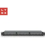 LYNX 19" patch panel 24-port, STP Cat6, 50µ, stíněný, černý LX-24-STP6-BK