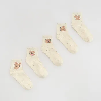 Dětská móda Reserved - Bavlněné ponožky 5 pack - krémová - 257GE-01X - 257GE-01X-K37