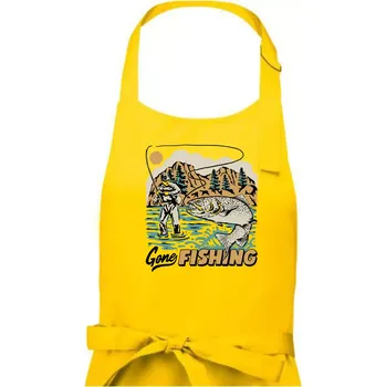 Kuchyňská zástěra Gone Fishing - Pánská zástěra na vaření - Univerzální velikost ( Žlutá )