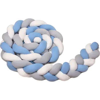 Polštář T-TOMI Pletený mantinel 360 cm White + Grey + Blue, 1 ks