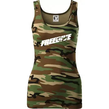 Dámské tričko Freedive - nápis s potápěčem - Dámské Maskáčové tílko - M ( Hnědý maskáč )