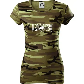 Dámské tričko Narozeninový motiv - znak - 1968 - Dámské maskáčové triko - XS ( Zelený maskáč )