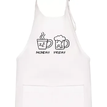 Kuchyňská zástěra Monday - Friday - Coffee Beer - Dětská zástěra na vaření - Univerzální velikost ( Bílá )