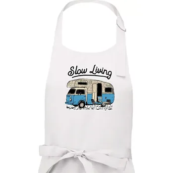 Kuchyňská zástěra Slow living obytňák - Pánská zástěra na vaření - Univerzální velikost ( Bílá )