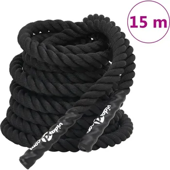 vidaXL Bojové lano černé 15 m 11 kg polyester [94268]
