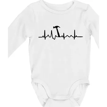 Kojenecké oblečení Ekg Kladivo - Body kojenecké s dlouhým rukávem - Dlouhý r. do 3 měs ( Bílá )