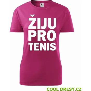 Dámské tričko Dámské tričko Žiju pro tenis - Barva: purpurová, Velikost L