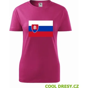 Dámské tričko Dámské tričko se slovenskou vlajkou - Barva: purpurová, Velikost S