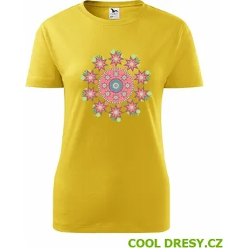 Dámské tričko Dámské tričko s mandalou 7 - Barva: žlutá, Velikost M