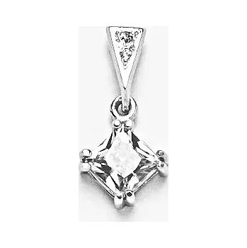 Přívěsek Zlatý přívěšek , bílé i žluté zlato ,čirý zirkon - P 1257 /16 (zirkon 6x6 mm)