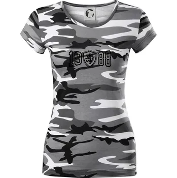 Dámské tričko Narozeninový motiv - znak - 1988 - Dámské maskáčové triko - M ( Šedý maskáč )