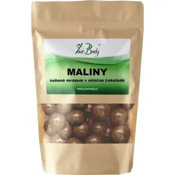 Sušené ovoce YOURBODY Maliny sušené mrazem v mléčné čokoládě 100g