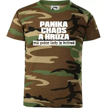 Chlapecké oblečení Panika, chaos a hrůza - Dětské maskáčové triko - 104-110cm / 3-4 roky ( Hnědý maskáč )