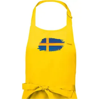 Kuchyňská zástěra Švédská vlajka kreslená - Dámská zástěra na vaření - Univerzální velikost ( Žlutá )