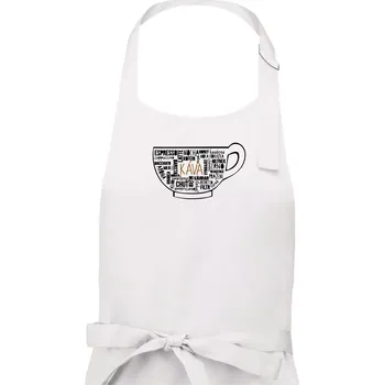 Kuchyňská zástěra Káva - hrníček názvy - Pánská zástěra na vaření - Univerzální velikost ( Bílá )