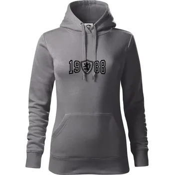 Dámská mikina Narozeninový motiv - znak - 1988 - Mikina dámská Cape s kapucí - S ( Ocelově šedá )
