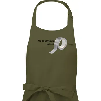 Kuchyňská zástěra Vse co potřebuju k práci - Lepící páska - Pánská zástěra na vaření - Univerzální velikost ( Khaki )